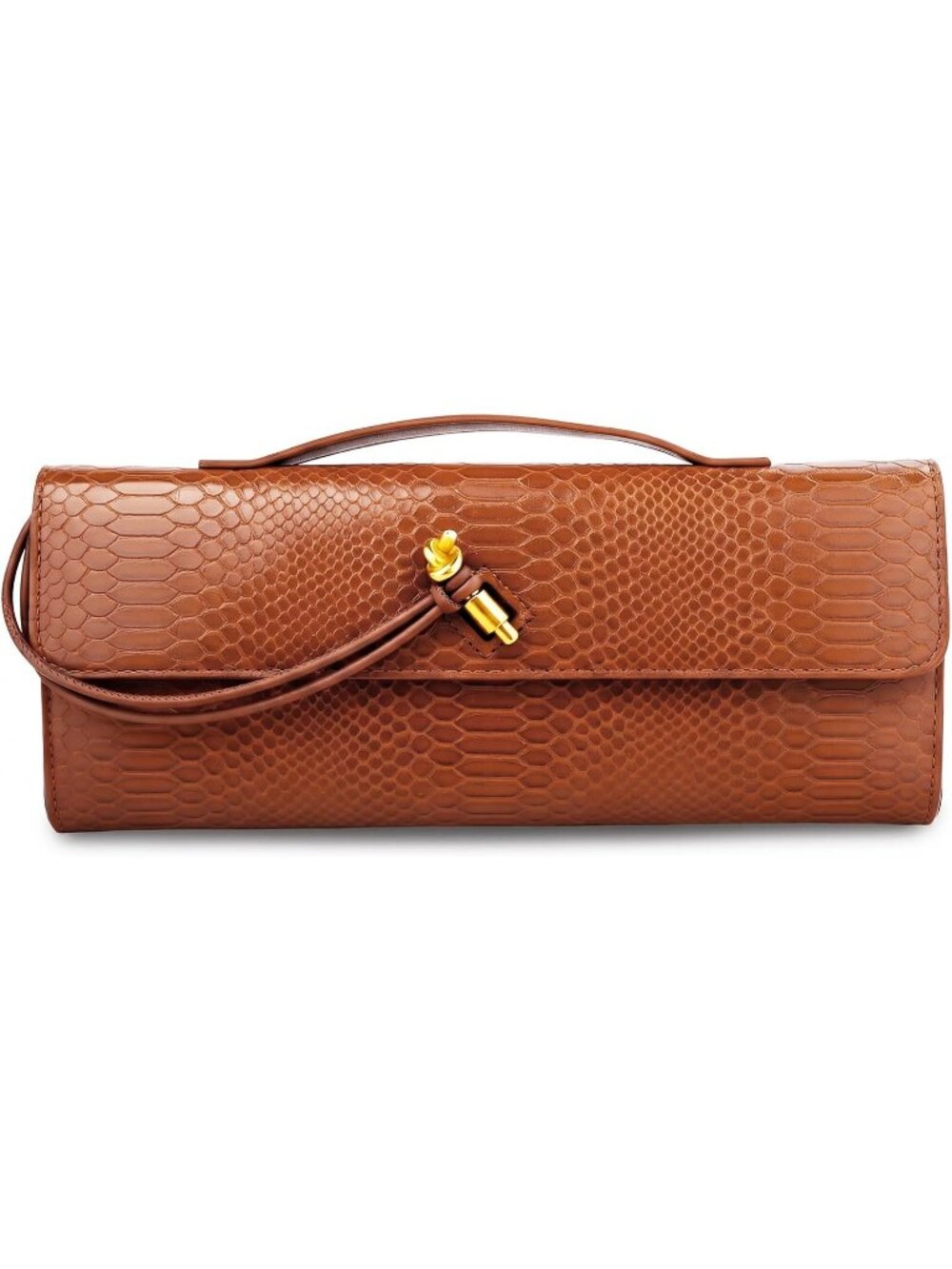 Women's Brown Snake print Shining Clutch Purse Formal Crossbody Shoulder bag